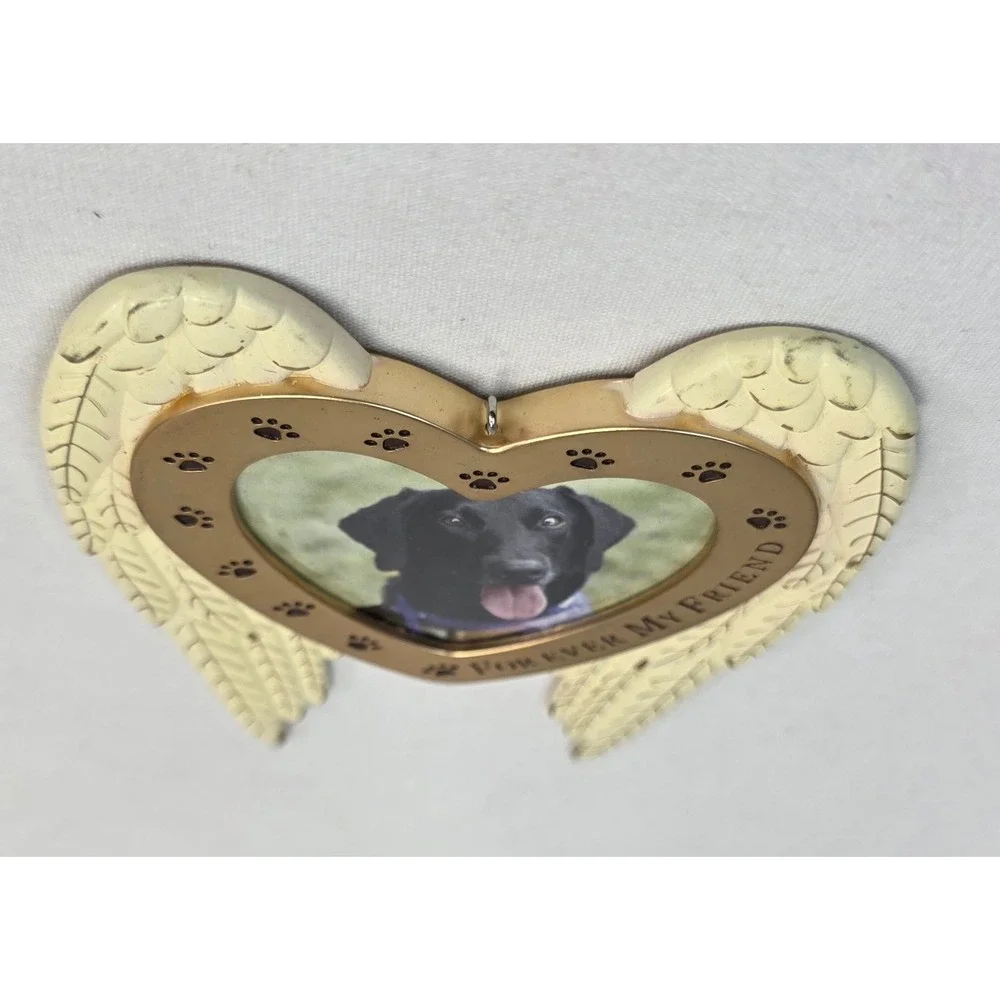 Hallmark 2020 Forever My Friend Angel Wings Heart Pet Memorial Photo Ornament